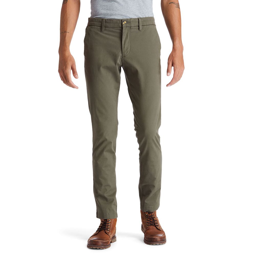 Pantalones Timberland Hombre Sargent Lake Slim Stretch Chino Verde Oliva - Chile RGQ-721368